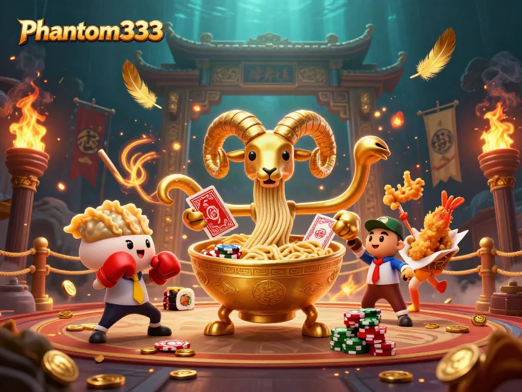 Experience the excitement of games at Phantom333 with animated characters in a lively casino scene.
