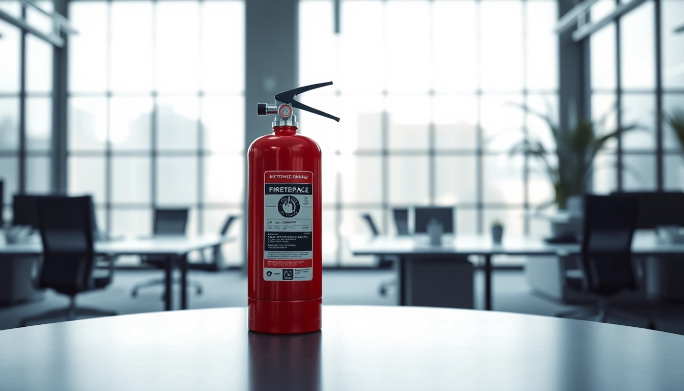 Highlighting an electrical fire extinguisher ready for action in a professional workspace.
