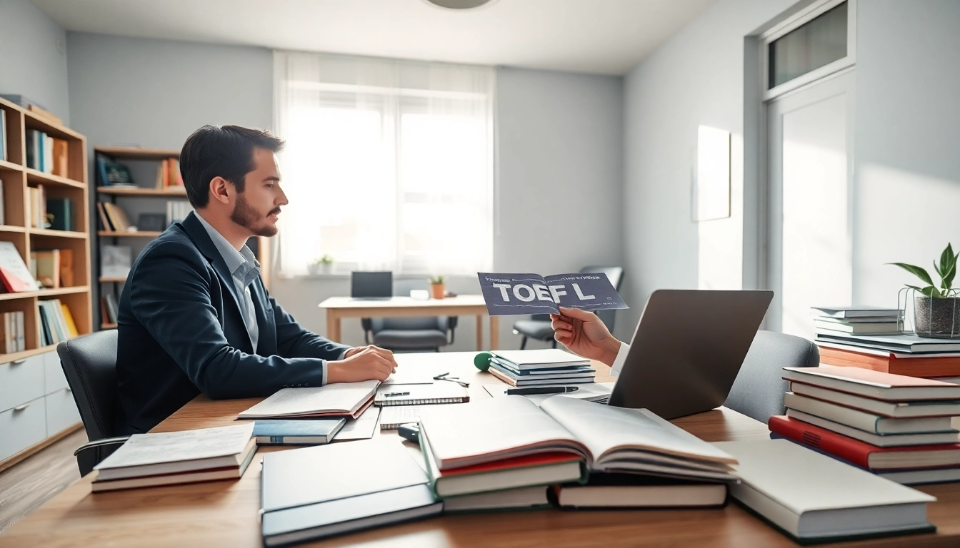 Engaging scene of a student receiving toefl expert help in a well-lit study environment